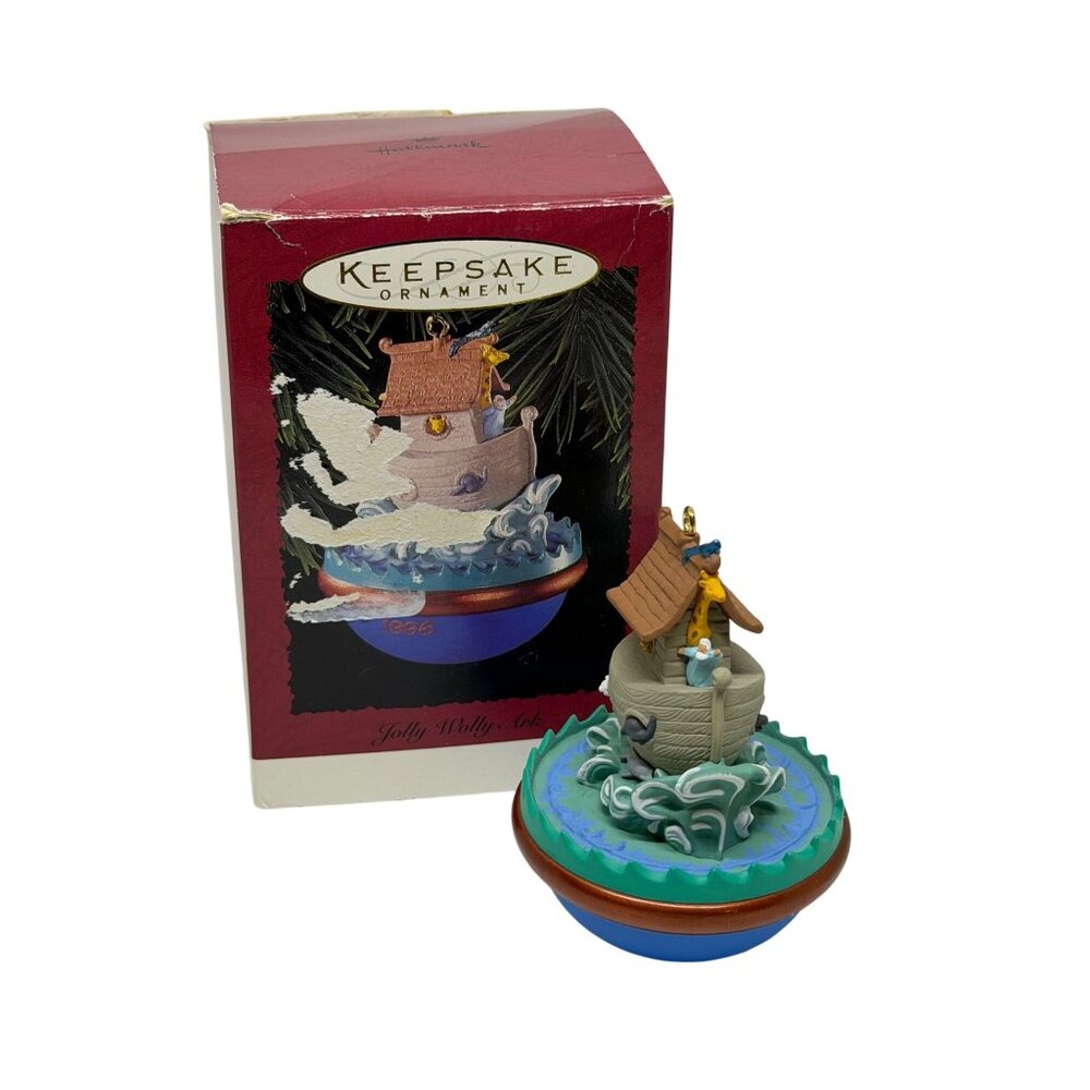 VTG Hallmark Keepsake Ornament 1996 Noah Ark Rocking Motion Ken Crow Handcrafted